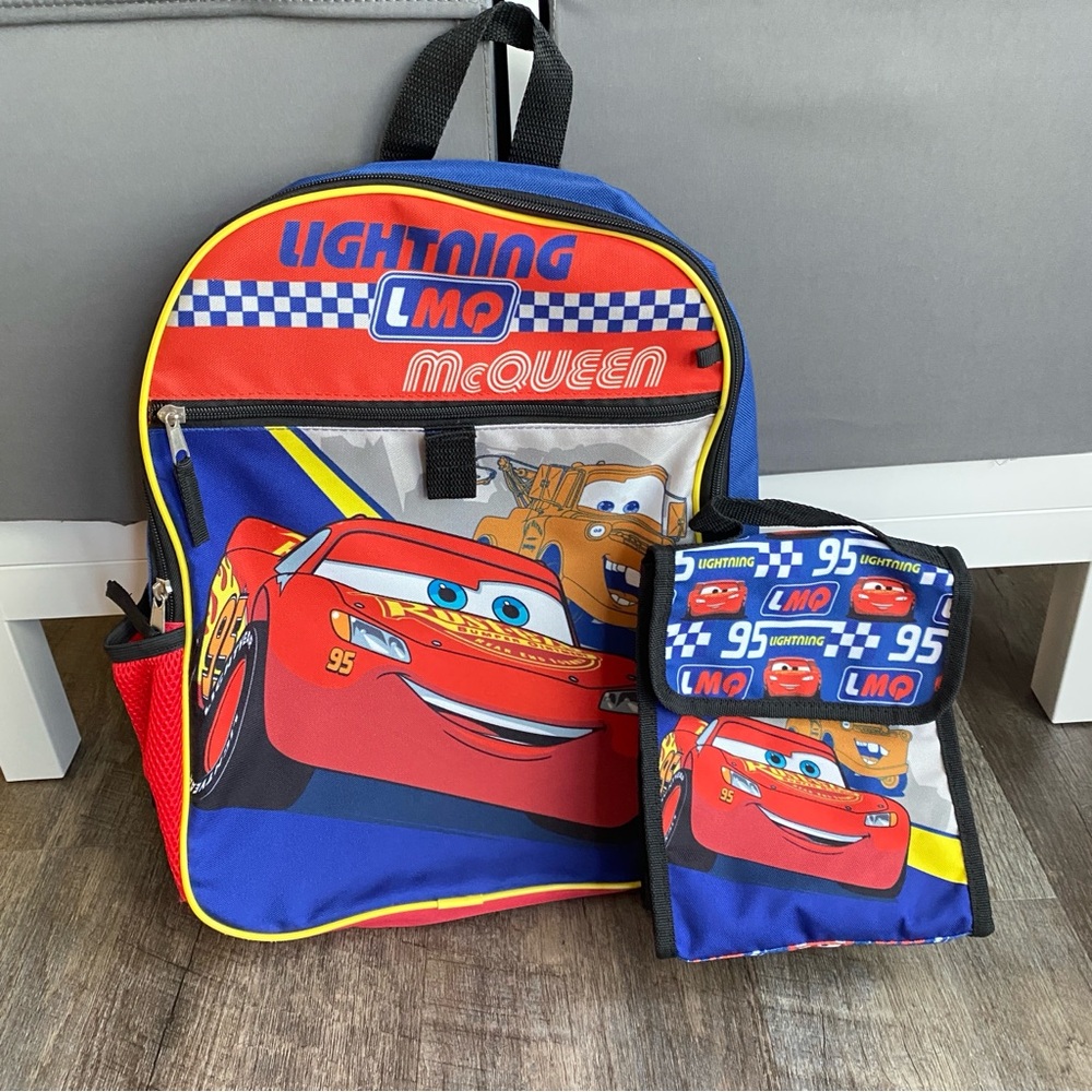 Disney Cars Lightning McQueen Kids Backpack and Lunch Bag